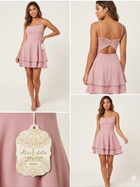 Altar'd State Dusty Rose Square Neck Mini Dress